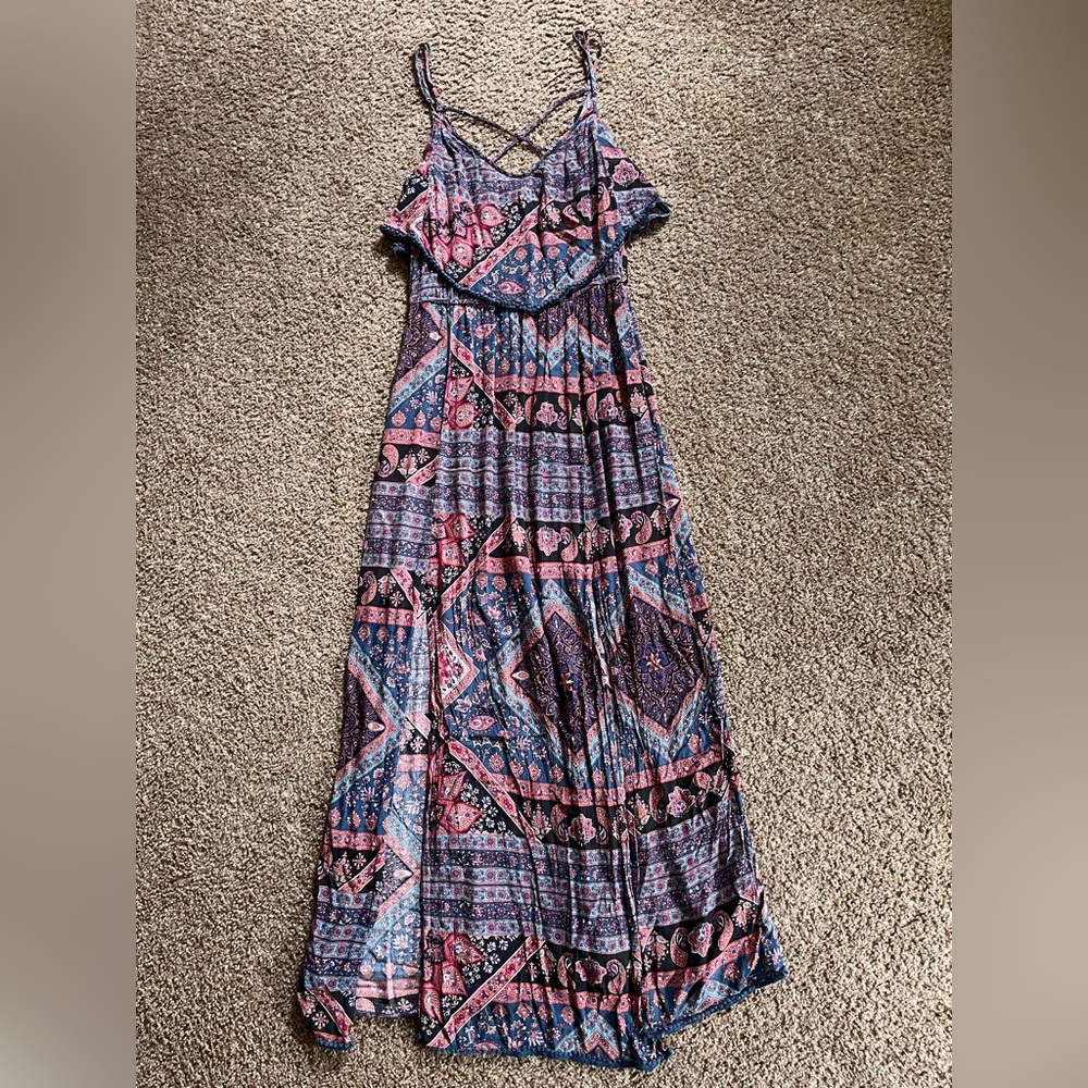 American Eagle Outfitters Pink and Blue Patterned Dress